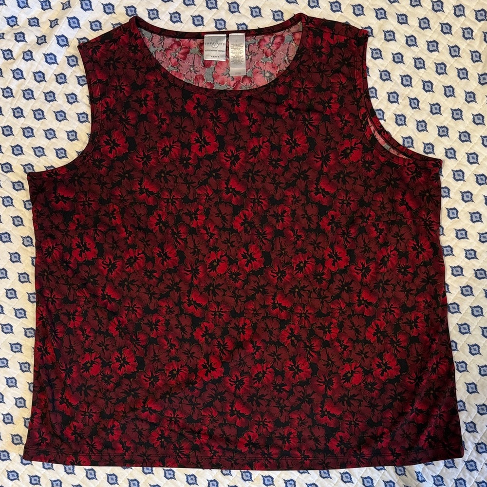 Emma James Red & Black Floral Sleeveless Tank